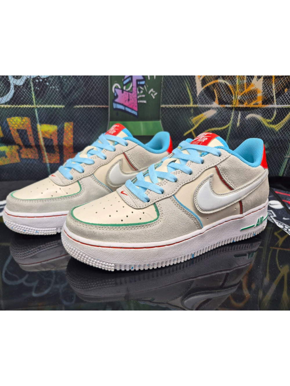 Nike Air Force 1 Low Unisex Kids Sneakers Size 6Y Colorblock FQ8350-110 clean